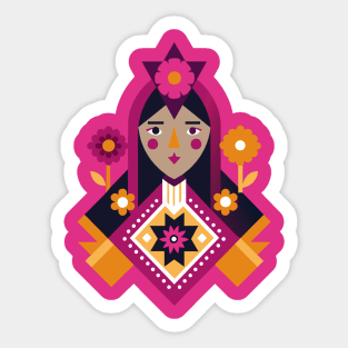 Romanian Folk Art Girl Sticker